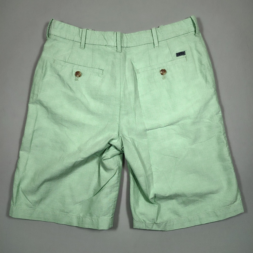 IZOD Shorts Mens 32 Green Flat Front Solid Cotton 45SH126317 - Picture 2 of 12